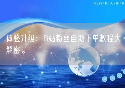 体验升级：B站粉丝自助下单教程大解密。