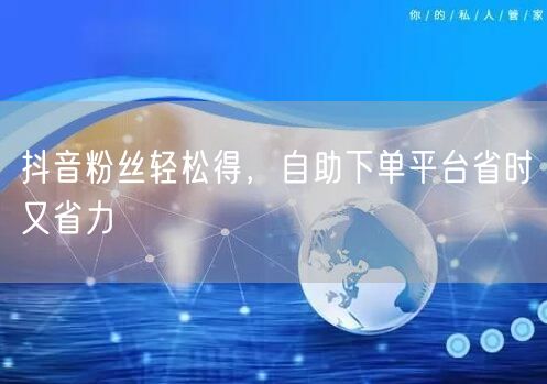 抖音粉丝轻松得，自助下单平台省时又省力