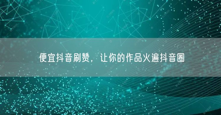 便宜抖音刷赞，让你的作品火遍抖音圈